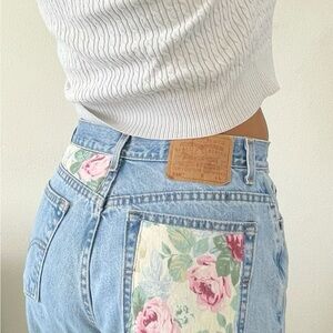 Levi's Light Blue Floral Patch High Rise Jeans